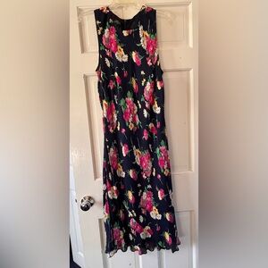 Ralph Loren Floral Sleeveless Dress - navy Blue and Pink